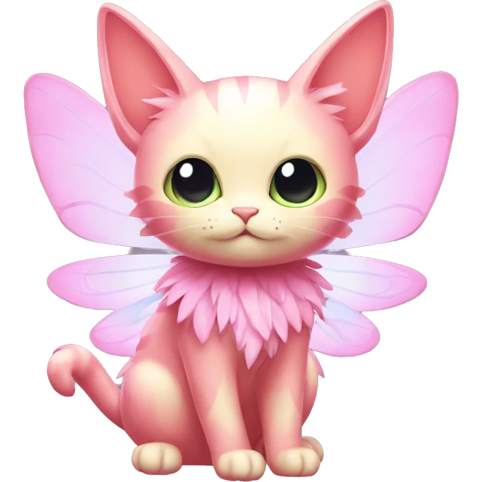 Shiny Pink Grass-type-Fairy-type-Fakémon-Cat full body emoji