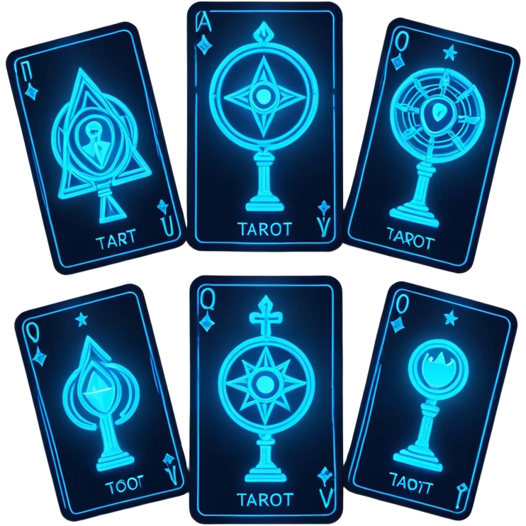 blue neon 2 tarot cards, minimalism emoji