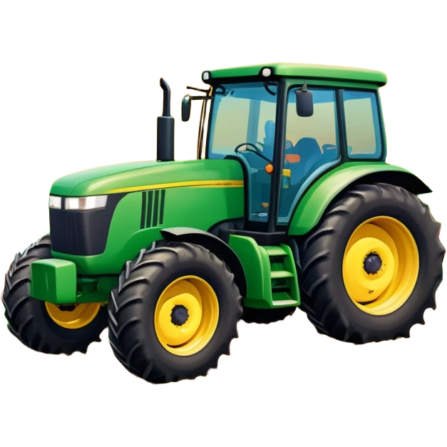 An icon showing close-up tractor in a colorful rural landscape, inspired by Farming Simulator 22. The design features vibrant fields, barns, and crops under a bright sky, with tractors working the land. The peaceful and immersive farming environment is highlighted with a transparent background emoji