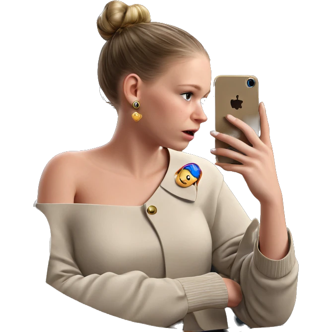 girl with earrings and phone emoji