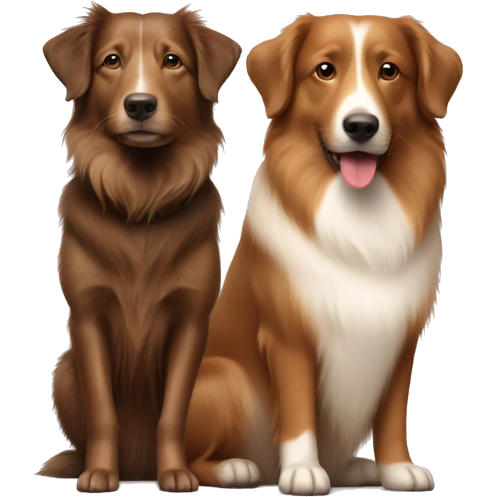 Shetland sheepdog and brown Labrador sitting emoji