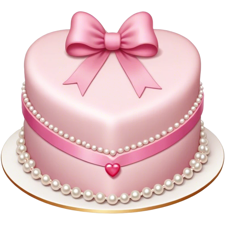 Vintage heart-shaped cake with pink bows and pearls emoji