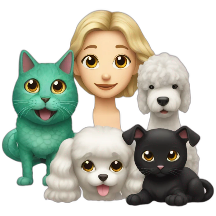 family and poodle black cat and lizard  emoji