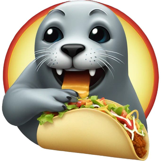 Seal eating a spicy taco emoji