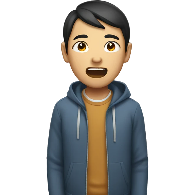 Asian guy chanting emoji