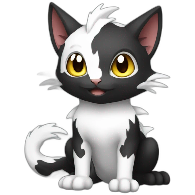 Sitting-Black-and-White-cat-dragon-type-pokemon emoji