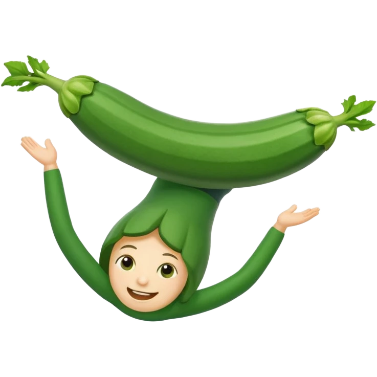 zucchini with a face doing an upside down cartwheel emoji