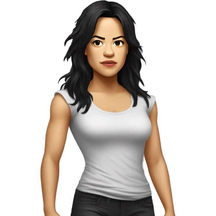michelle rodriguez serious cartoon wearing tee emoji