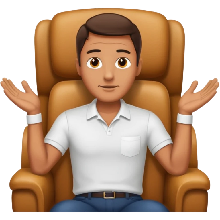 Guy in a chair asking emoji