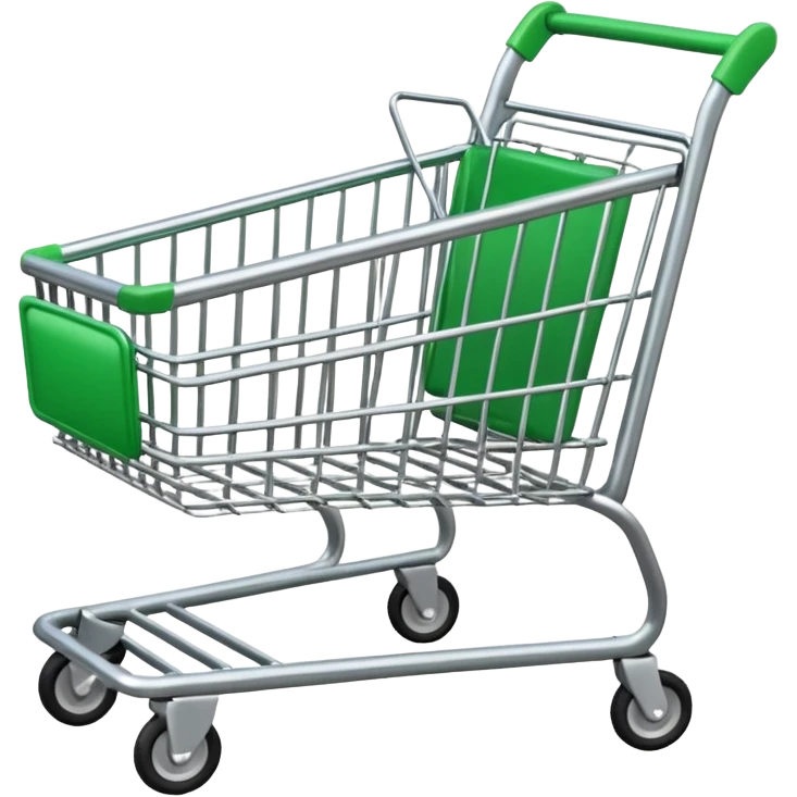 create empty shopping trolley emoji with green accent color emoji