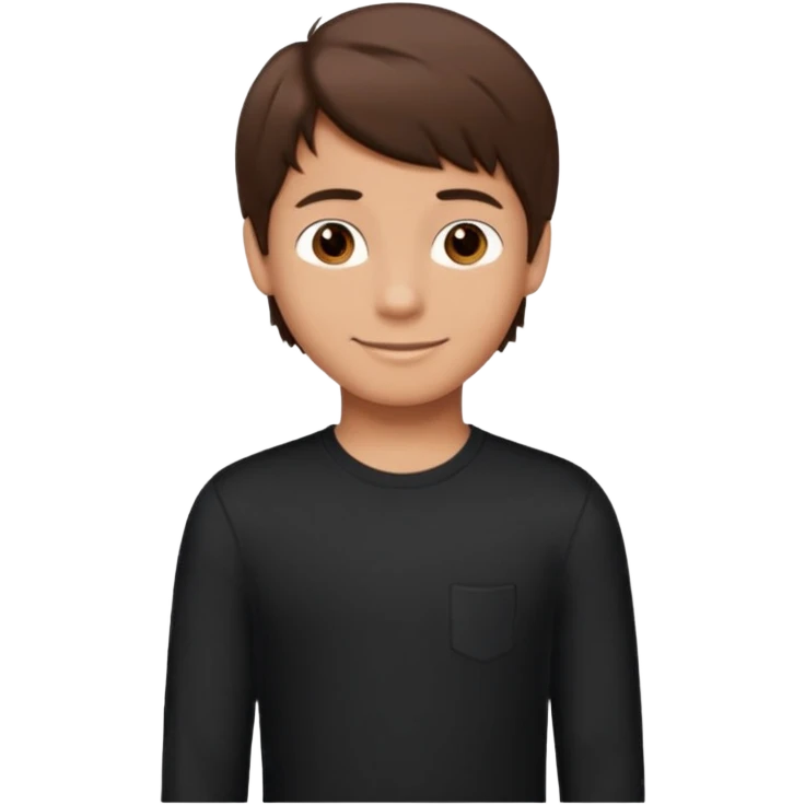 Boy with tan skin, brown hair, hair like Rodrick heffley, black long sleeve shirt, brown eyes emoji