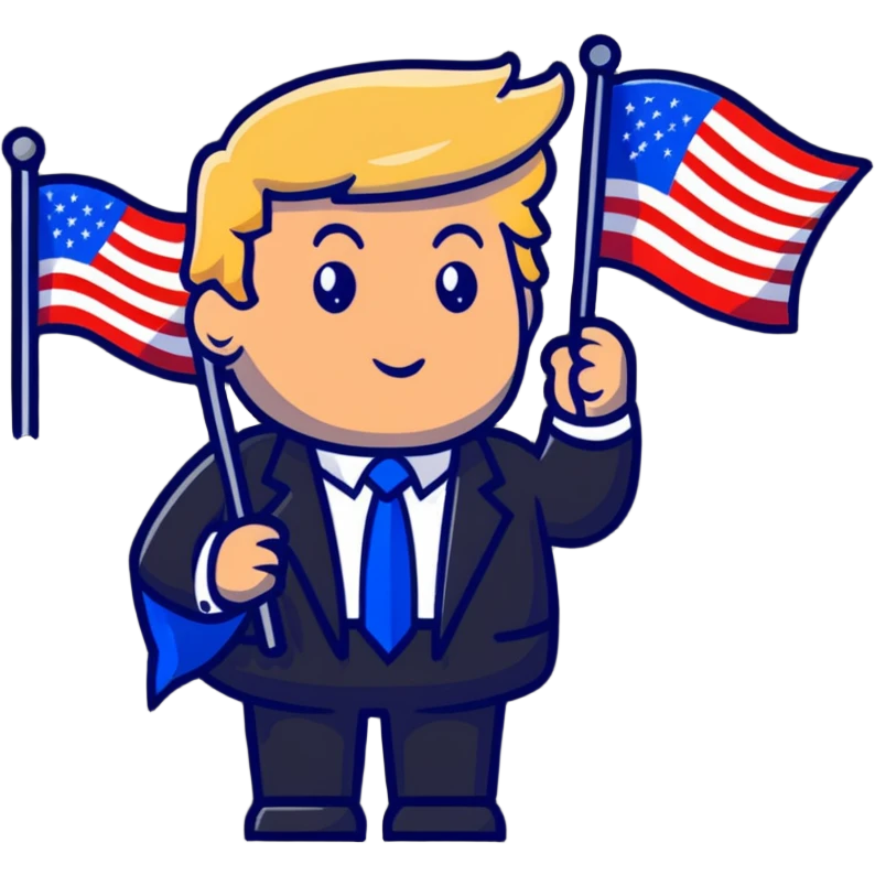 Donald Trump holding USA flag emoji