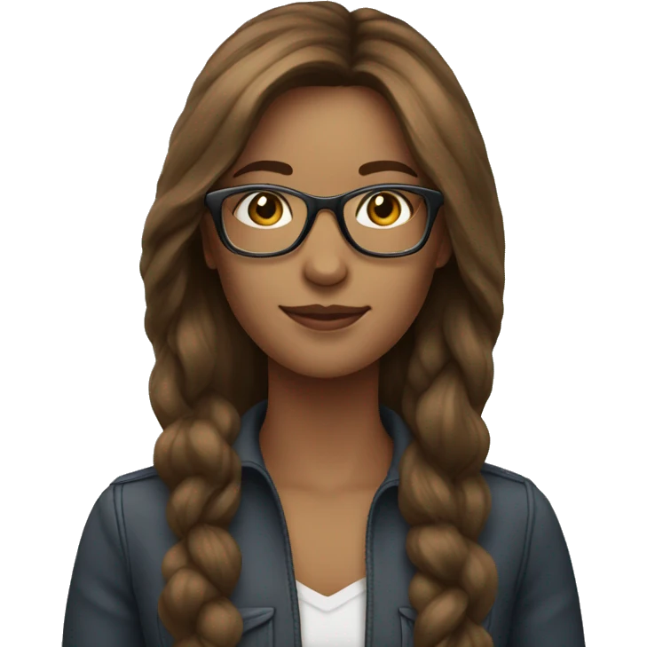  Woman Medium brown long hair with glasses  emoji