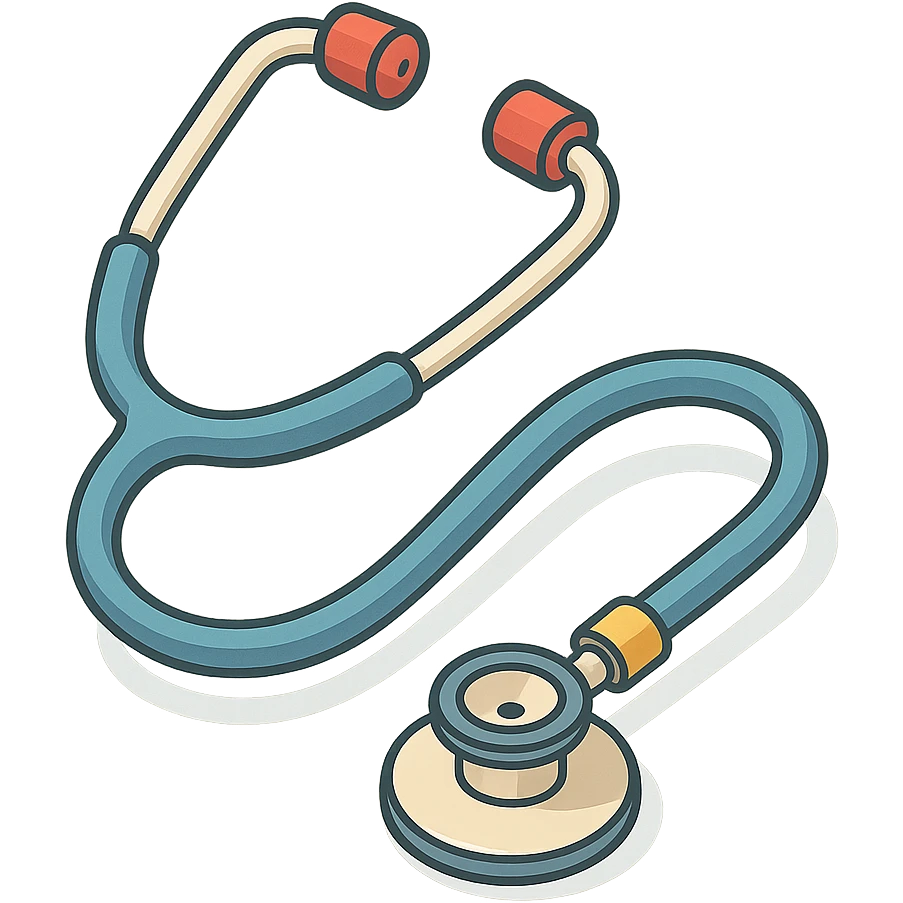stethoscope, isometric view, 2D isometric style, detailed drawing, detailed shadows and highlights, clean contours, soft lighting, transparent background emoji