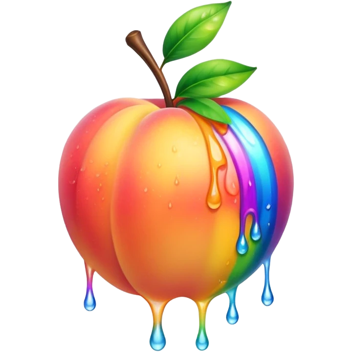 Wet rainbow dripping peach emoji