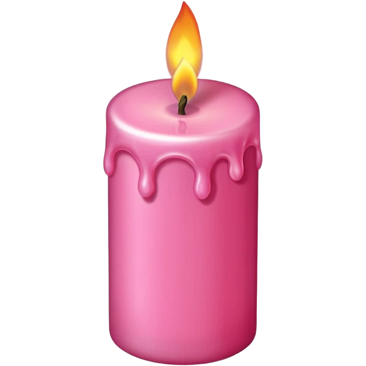 A drawing of a flaming pink candle that could be used at a romantic dinner table. The camera should be isometric at a 85-degree angle. emoji
