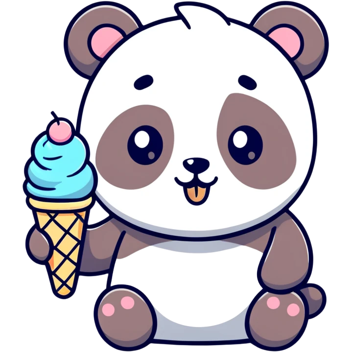 Panda eating ice cream emoji