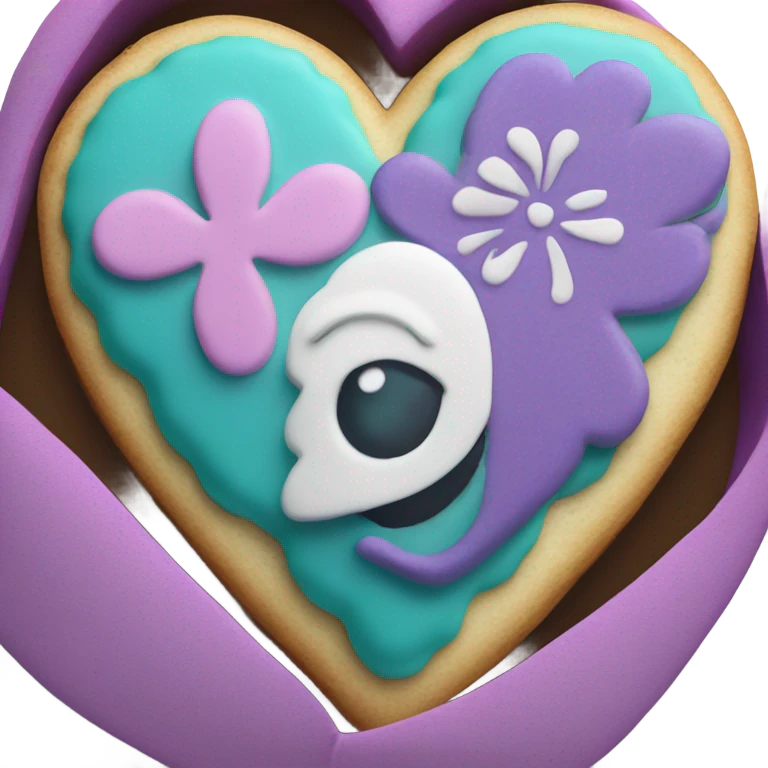 Teal purple Cookie heart with ohana emoji