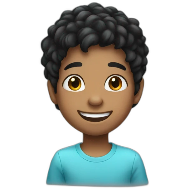 happy kid black hair emoji