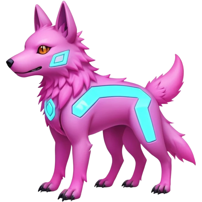  pastel dark bright vibrant futuristic lush warm-colored neon-glowing electric maned canine-Fakémon-Vernid-Digimon-creature (full body) emoji