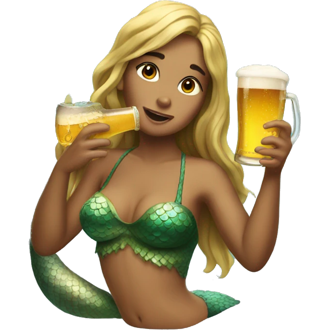 mermaid drinking a beer emoji