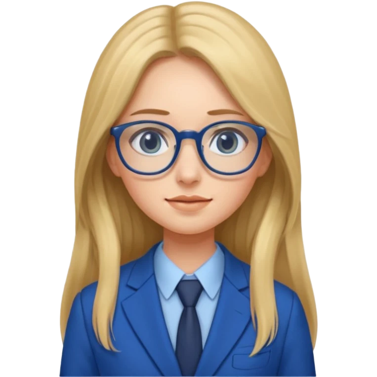 long hair girl with eyeglasses and blue suit emoji