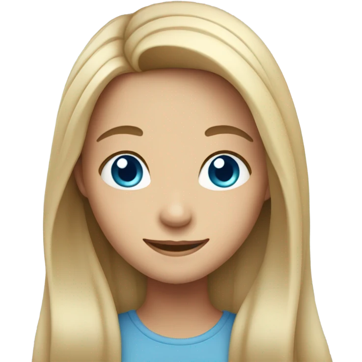 smiling girl with long hair with blue eyes emoji