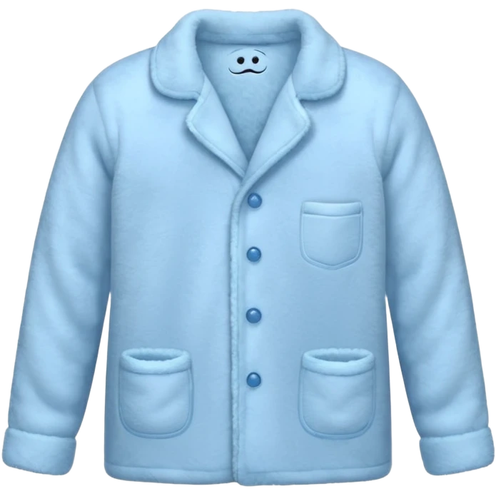 emoji of an isolated cozy pajama top made of fluffy fleece fabric, super soft plush texture, light grey with pastel blue tint, button-down long sleeves, neatly folded flat-lay, no person, no body, no mannequin, warm winter pajama mood, soft shadows emoji