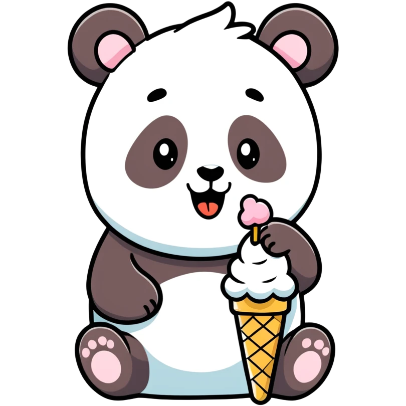 Panda eating ice cream emoji