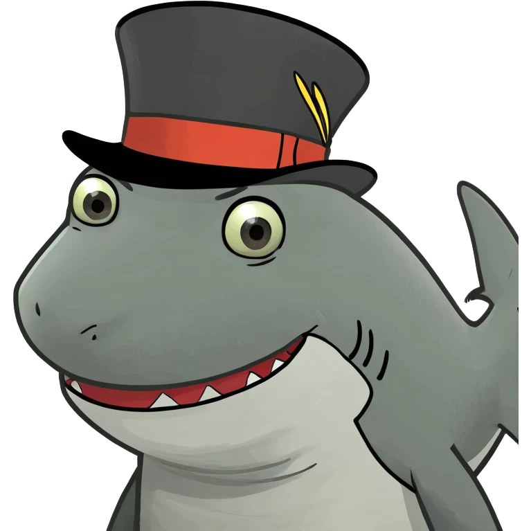 Shark with a top hat emoji