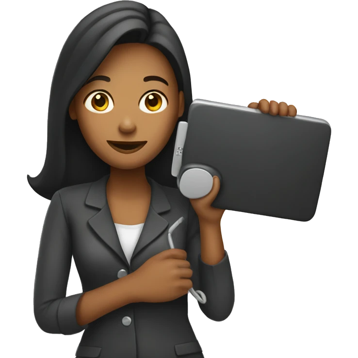 female holding big phone emoji