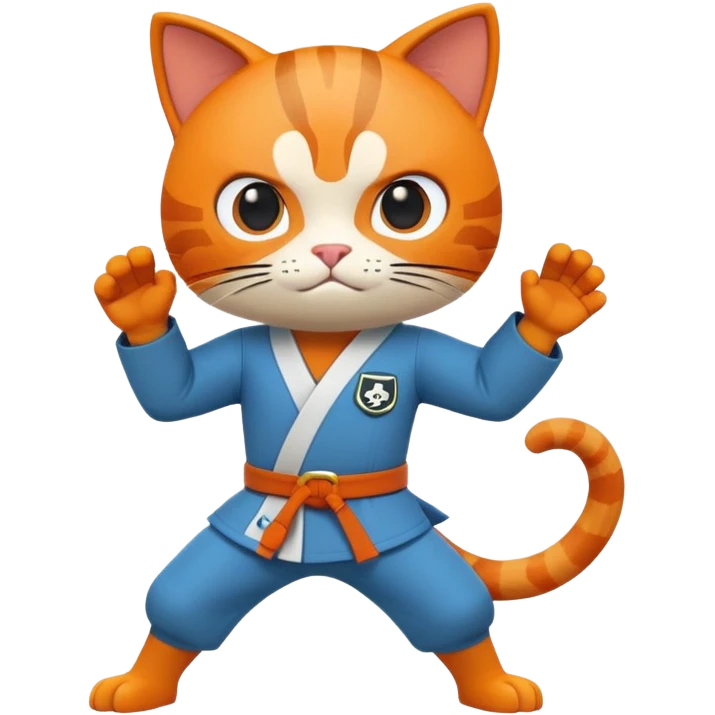 Kwazii from Octonauts doing a karate pose, orange cat pirate with eye patch emoji
