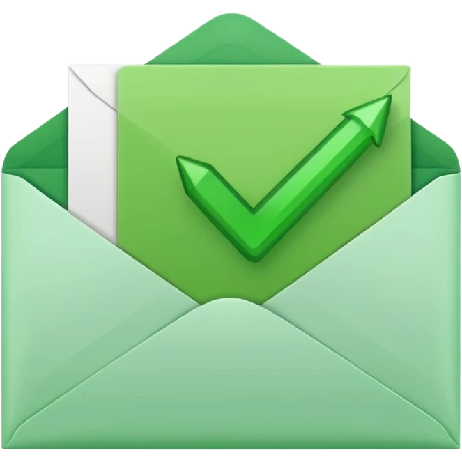 a letter with green checkbox inside the white envelop emoji