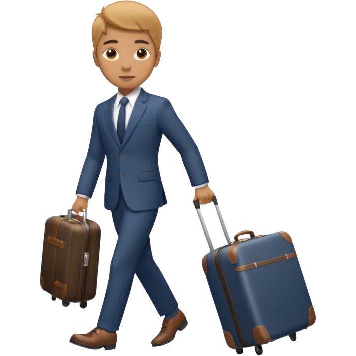 Please create an image of a young person departing overseas for employment. Set the scene as them pulling a suitcase toward the airp emoji