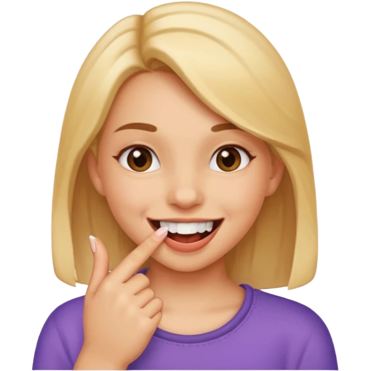 girl who bites the tip of her finger and smiles emoji