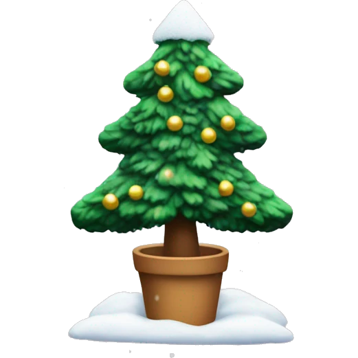 Coquette Christmas tree with snow on it emoji
