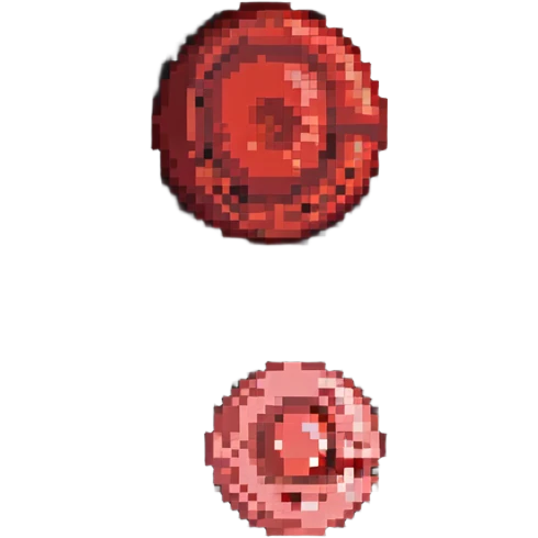 Pale red blood cell next to a normal red blood cell showing anemia comparison emoji