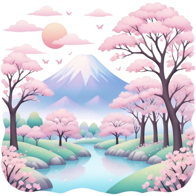 pastel surreal kawaii sakura landscape emoji