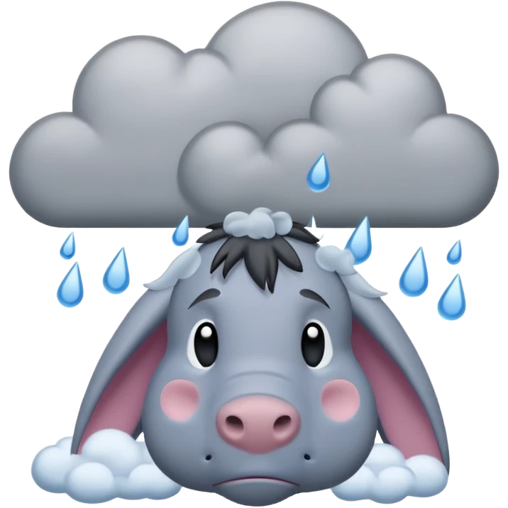 Eeyore under a raining cloud emoji