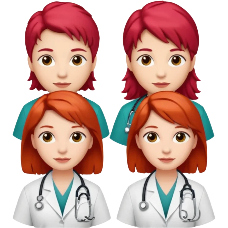 doctors with red hairclips emoji