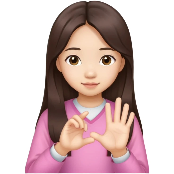 Asian girl with brunette hair pinky promise asian little sister with long hair  emoji