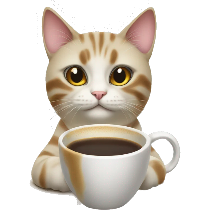 A cat with a coffee emoji