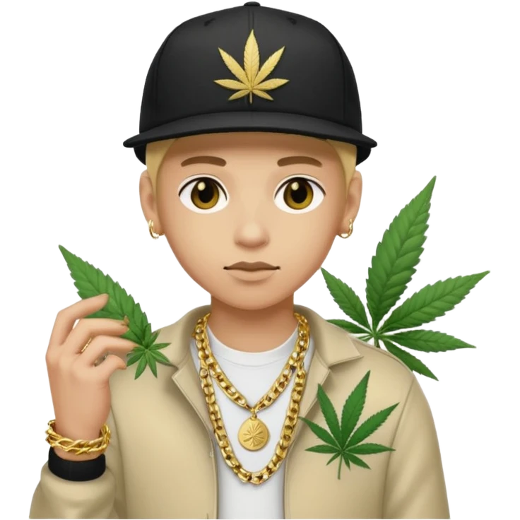 dealer white rom gang with cannabis on hand styler gangster emoji