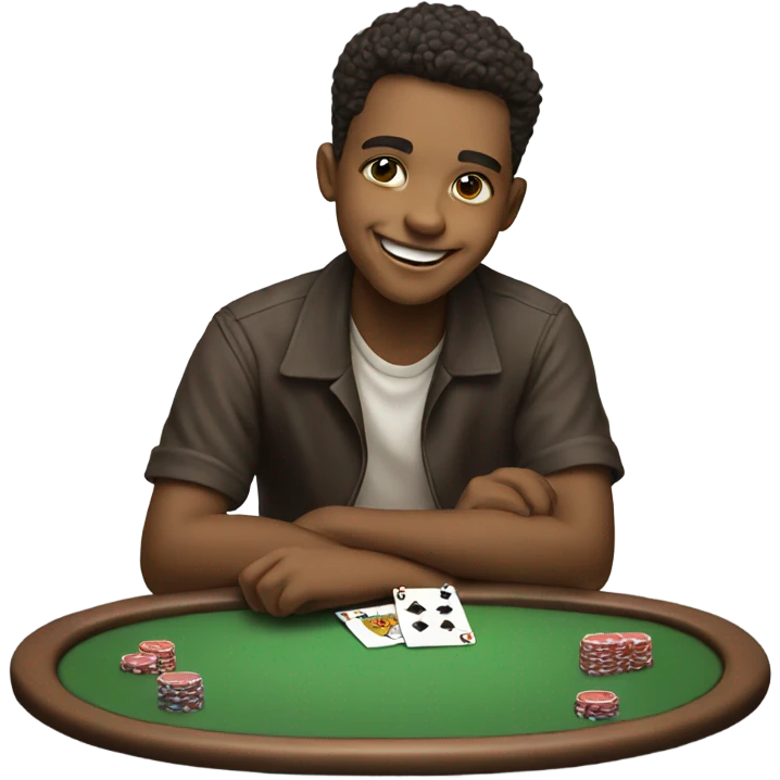 smiling boy play poker emoji