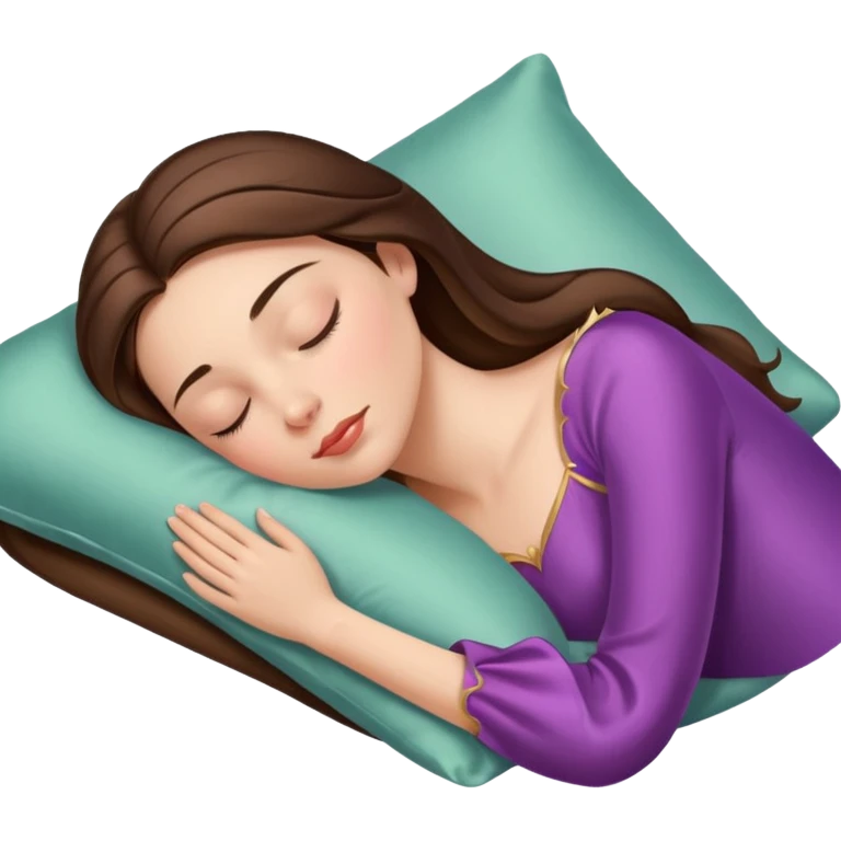 sleeping beauty brunette white girl with a silk pillow emoji