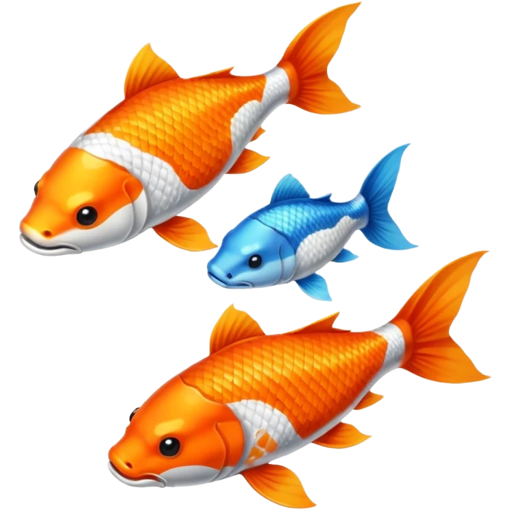 Creo dos pezes koi, como el Jim y el jam, una todo balcón y el otro todo de negro, de una perspectiva desde arriba. emoji