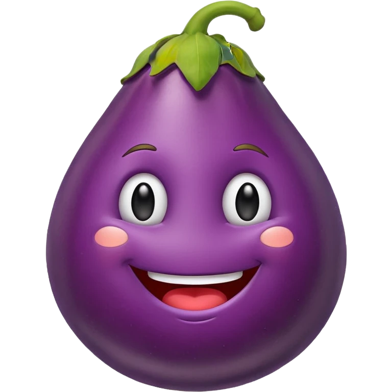 friendly and simple smiley face with an eggplant emoji