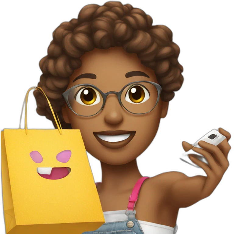 influencer taking selfie with a shopping bag emoji