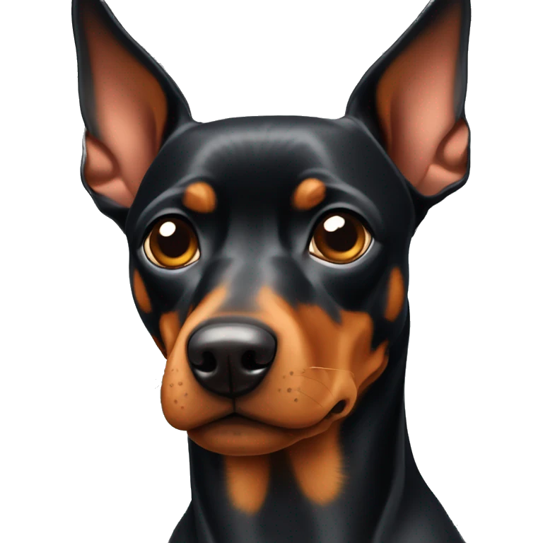 German Pinscher with floppy ears giving a side-eye look emoji