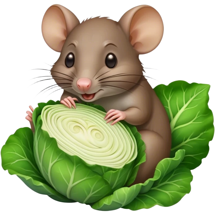 Brown rat ￼eating a cabbage ￼￼ emoji